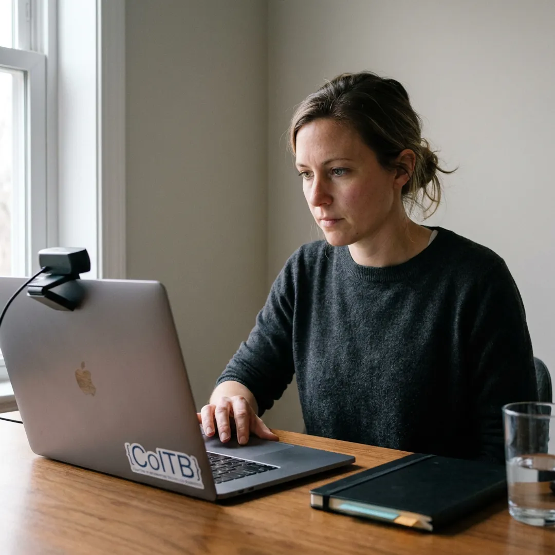 HTML certification exam on a laptop