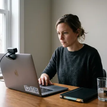 HTML certification exam on a laptop