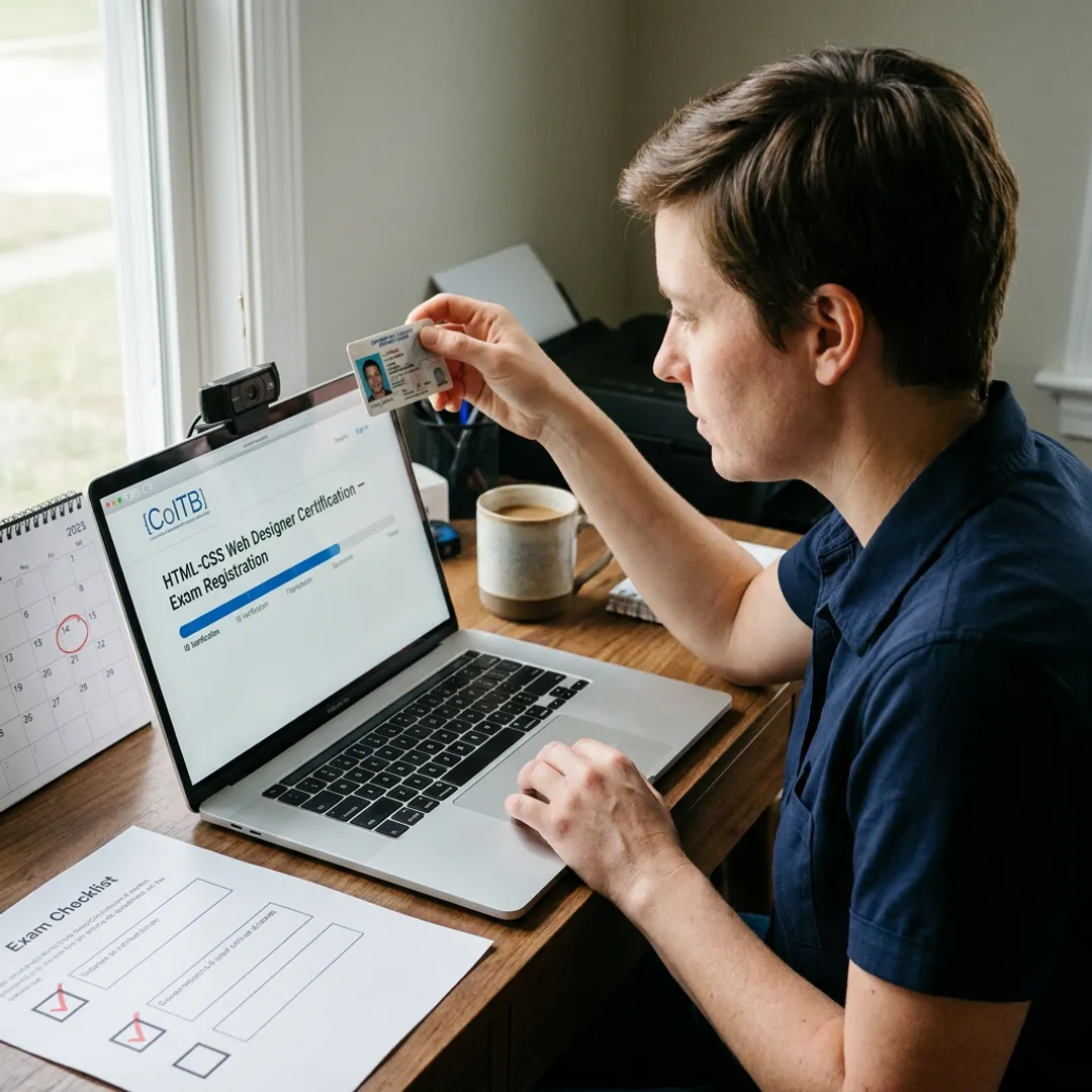 Candidate scheduling an HTML certification exam online