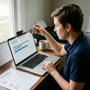 Candidate scheduling an HTML certification exam online