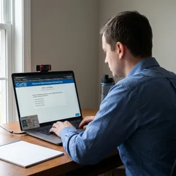Candidate taking online Python certification exam