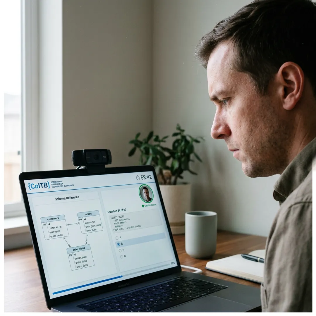 Candidate taking an online SQL test