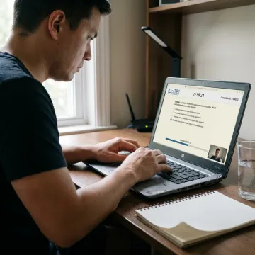 Professional certification exam and digital credential badge