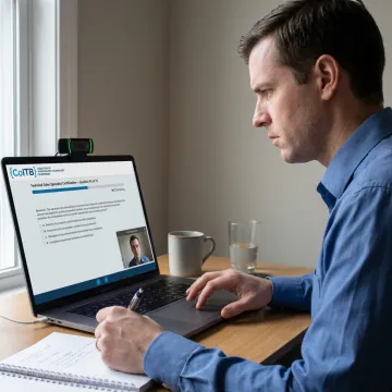 Candidate taking online sales certification exam