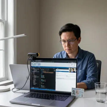 Candidate taking an online HTML and CSS certification exam