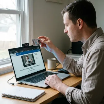 Candidate preparing for online proctored certification exam