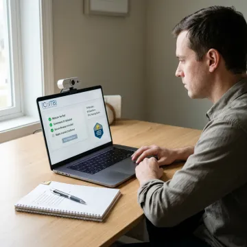 Candidate completing JavaScript certification process online