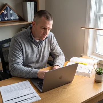 Veteran reviewing certification funding options