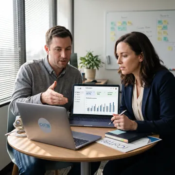 Sales engineer reviewing a software demonstration