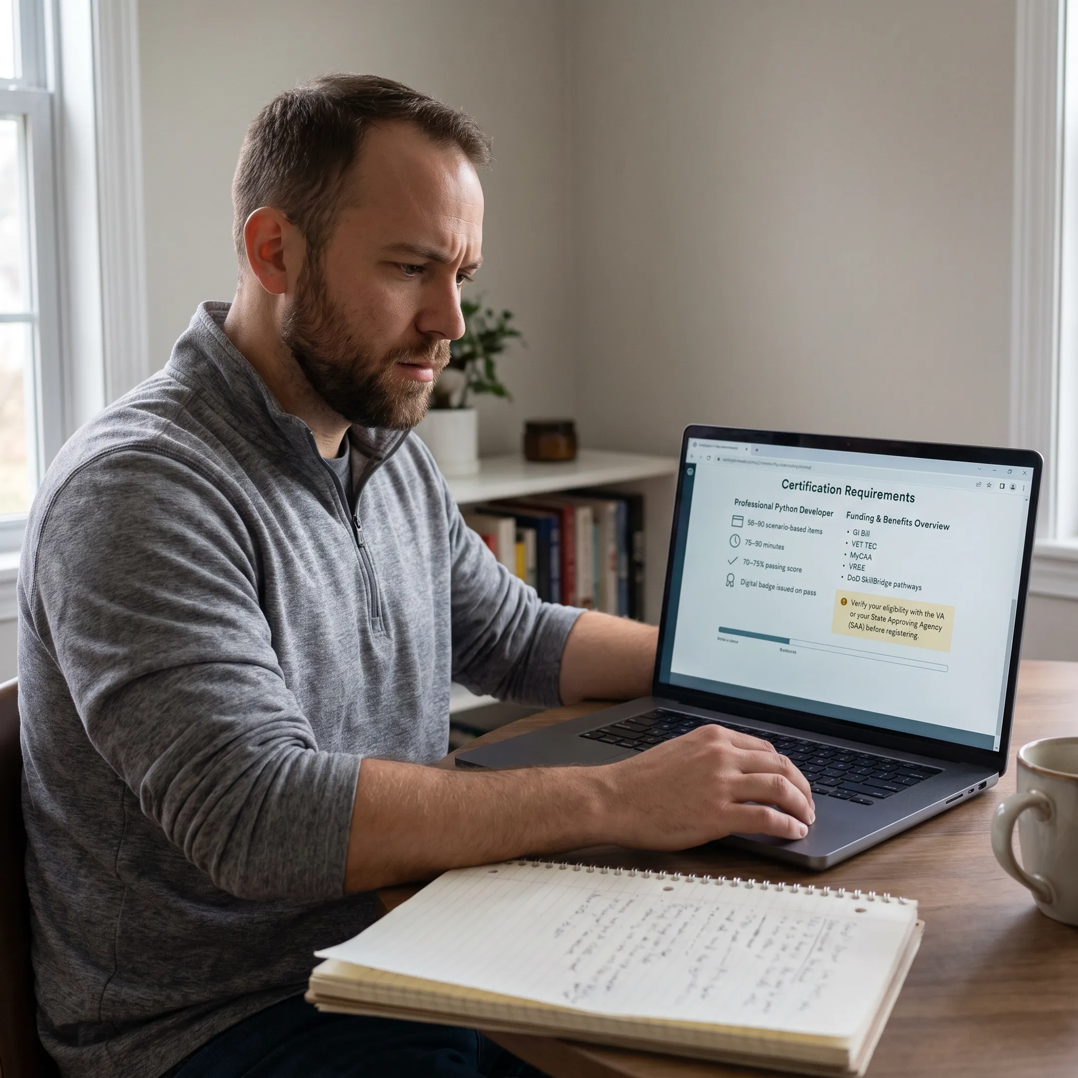 Professional Python certification candidate reviewing exam information