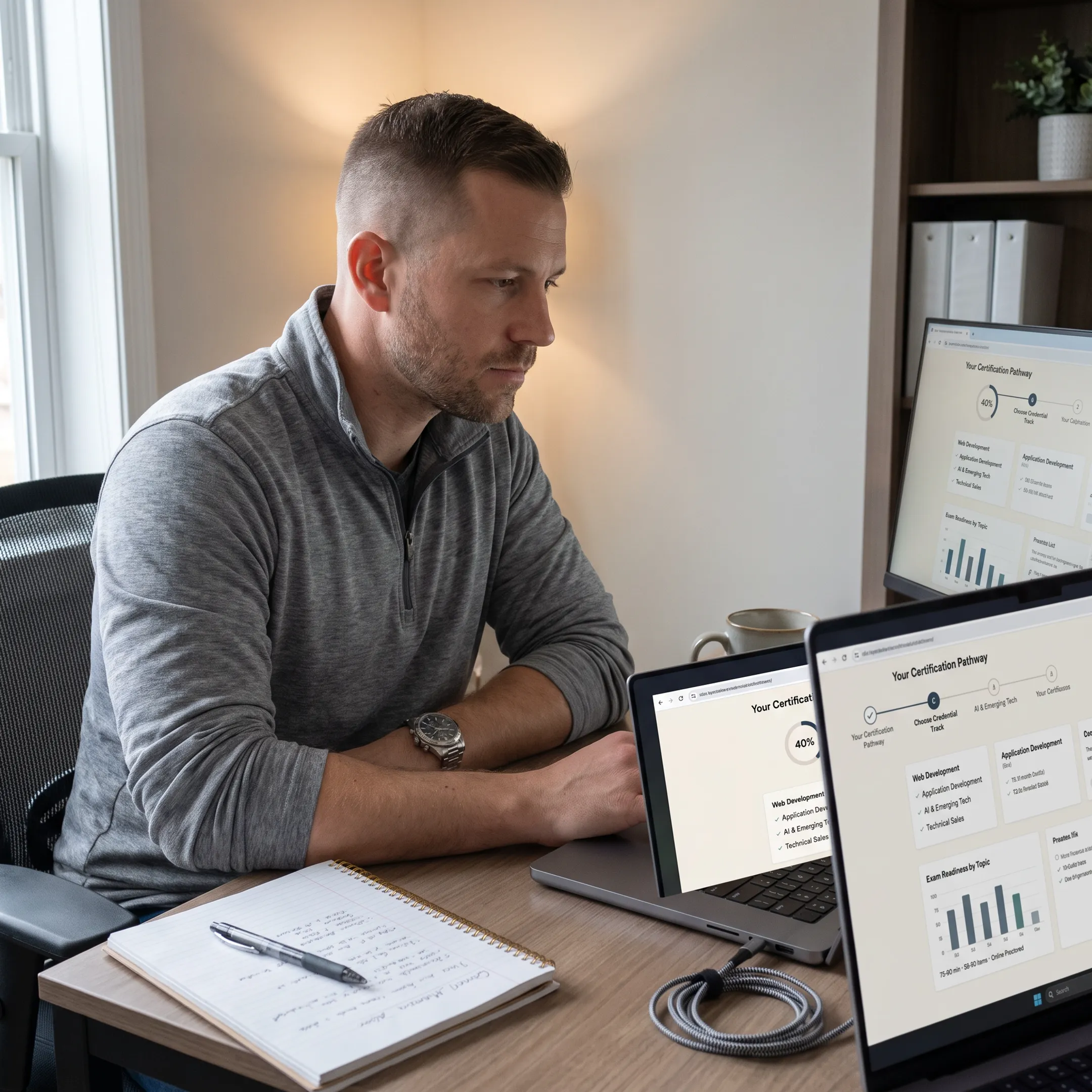 Veteran reviewing technology certification options