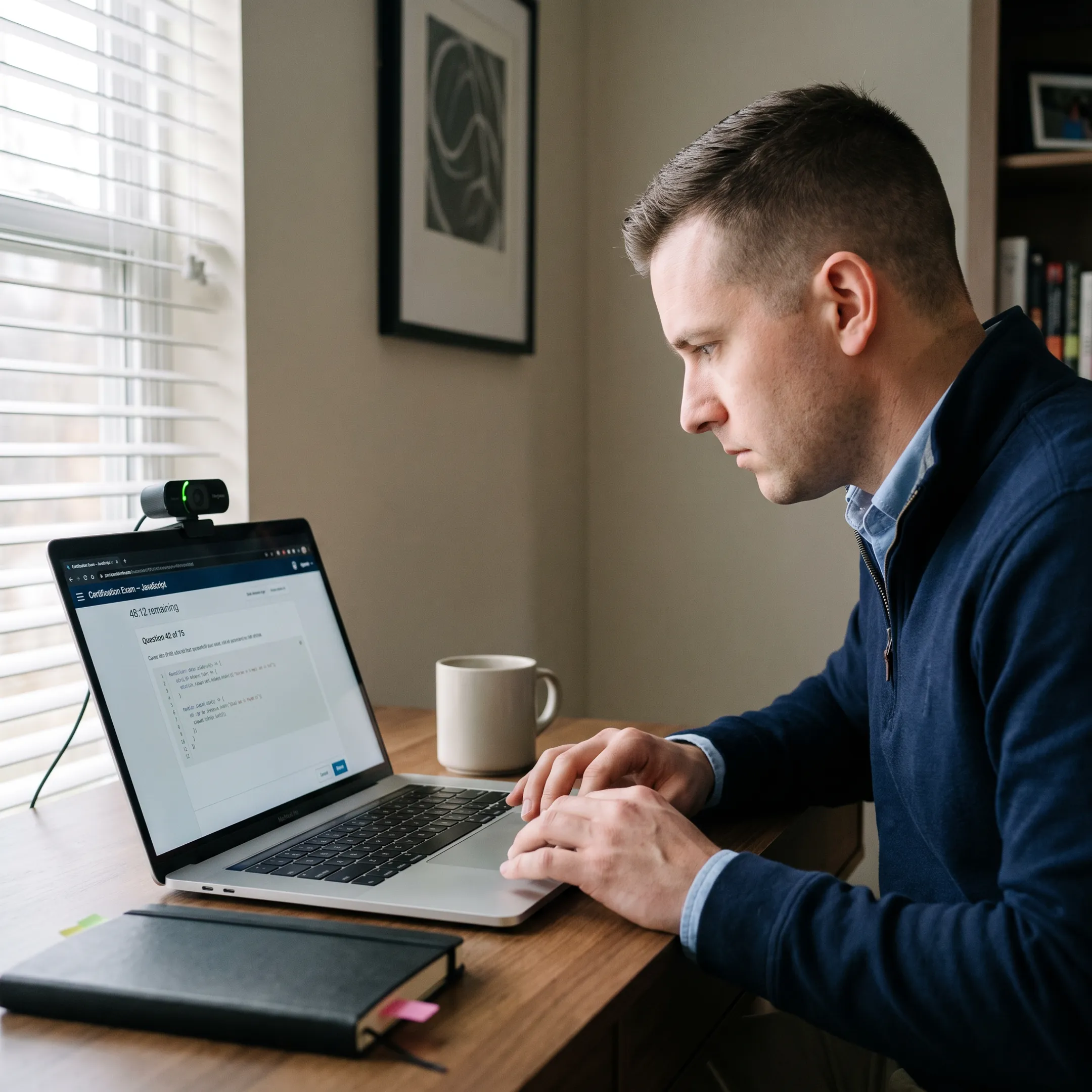 SkillBridge participant completing a JavaScript certification exam online