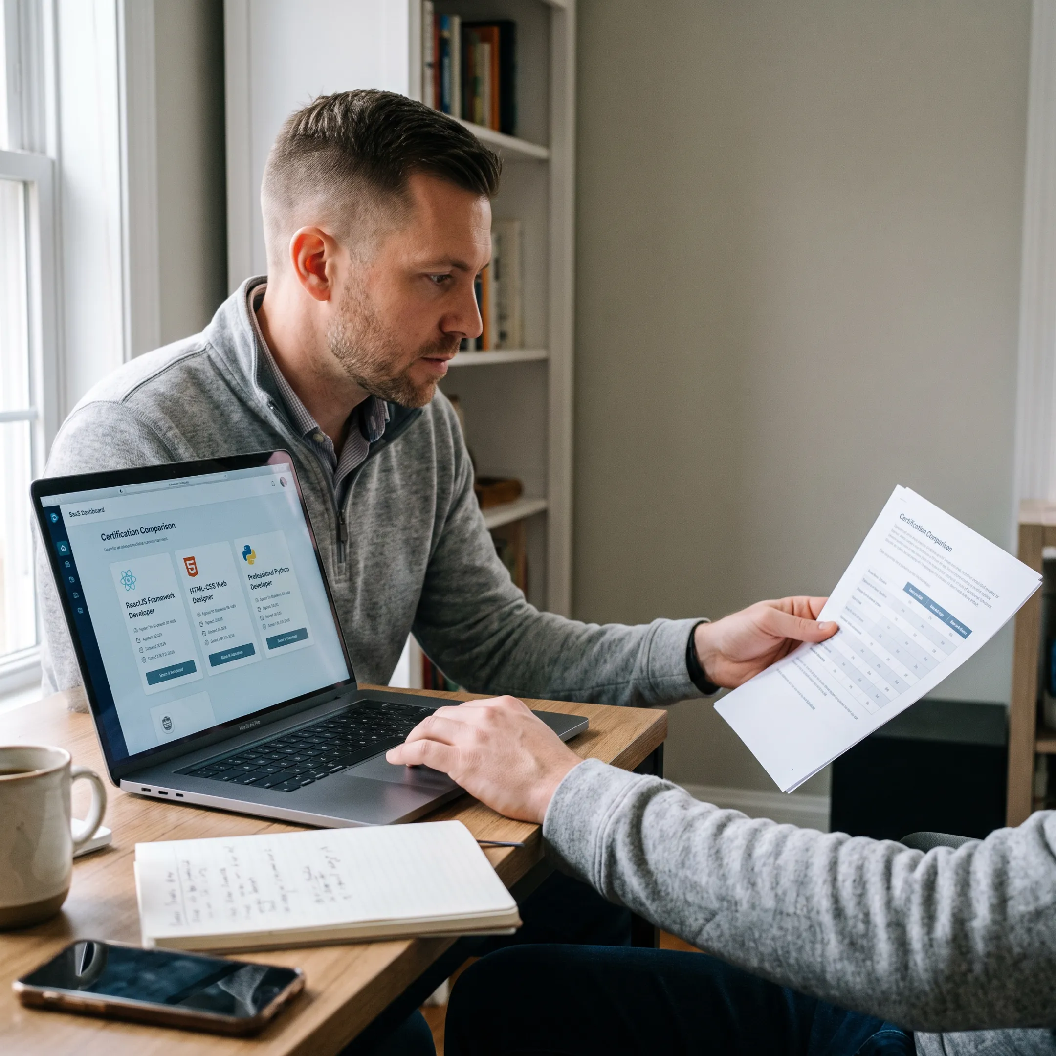 Veteran comparing IT certification pathways and benefit information