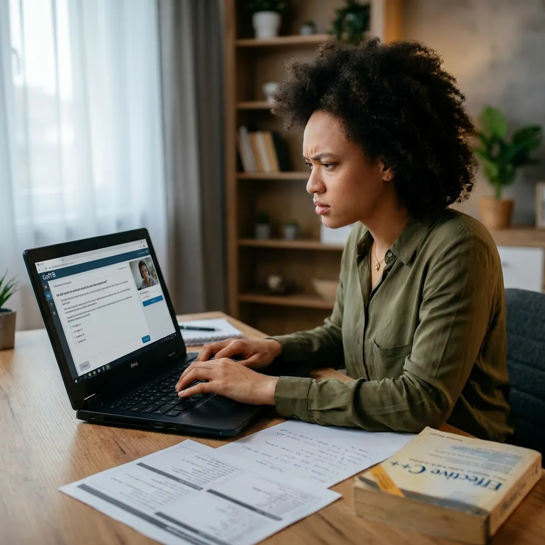 Candidate preparing for online IT certification exam