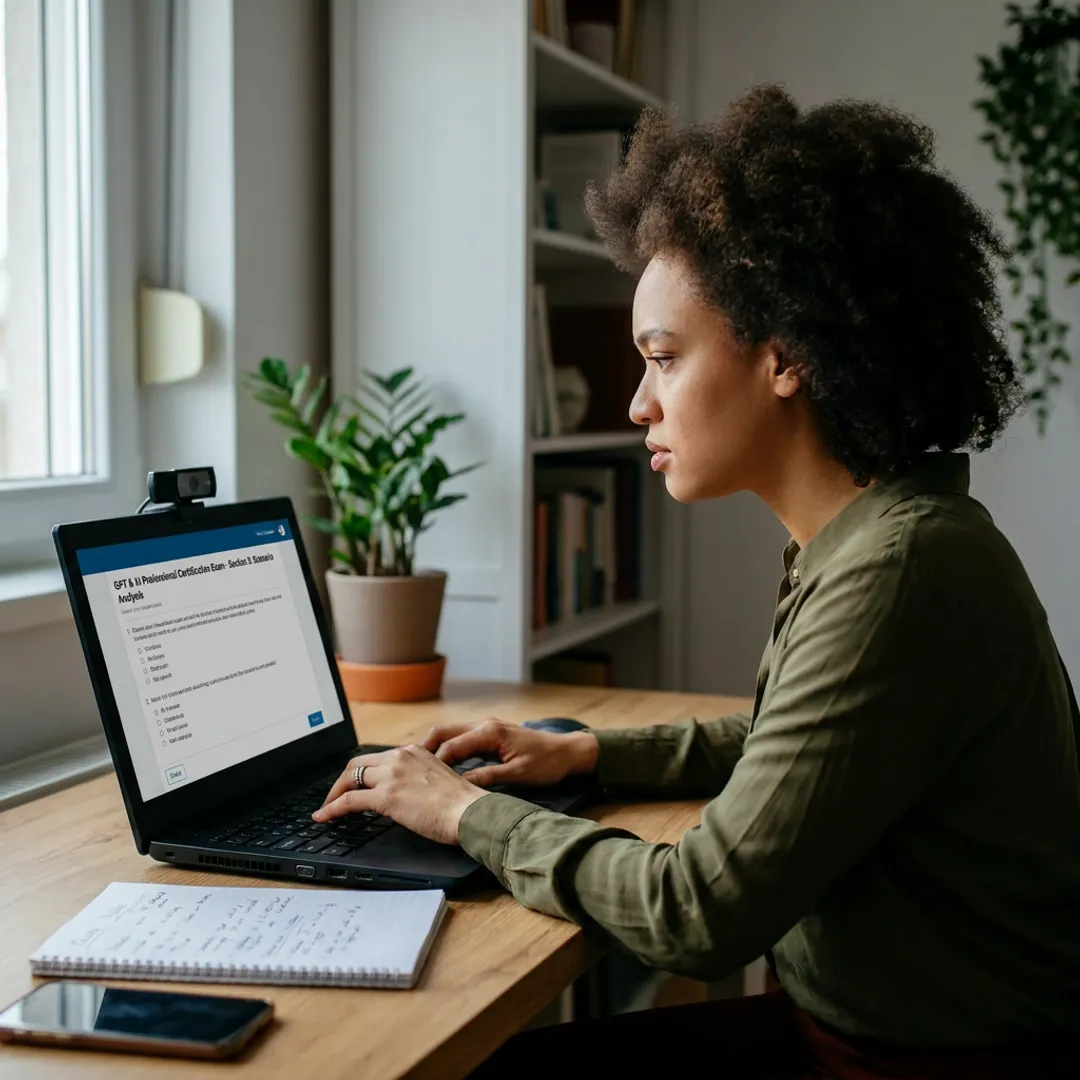Candidate preparing for online prompt engineering certification exam