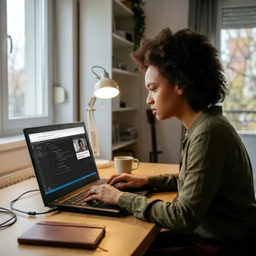 Candidate taking an online Python certification exam