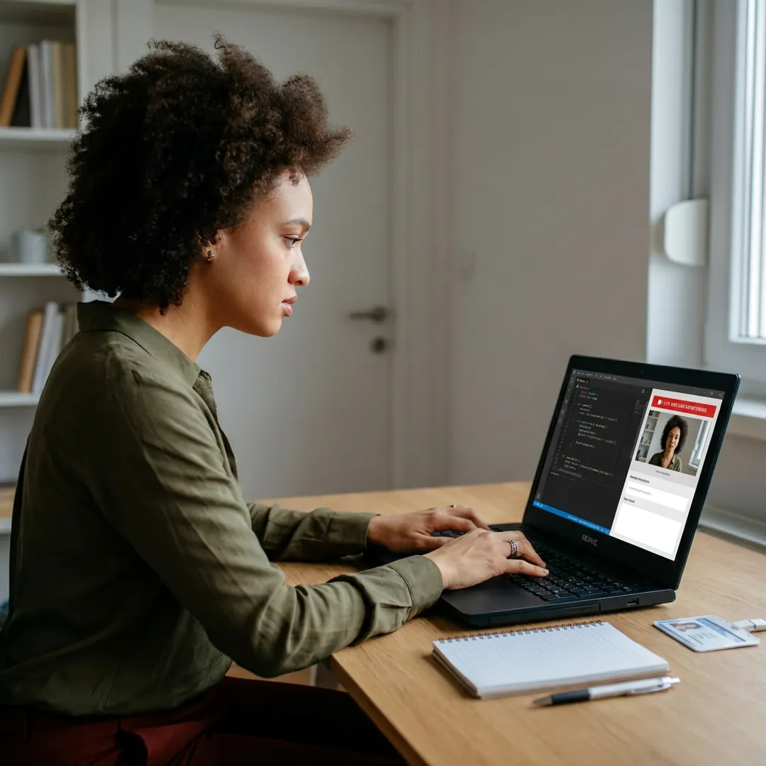 Candidate taking an online Python certification exam
