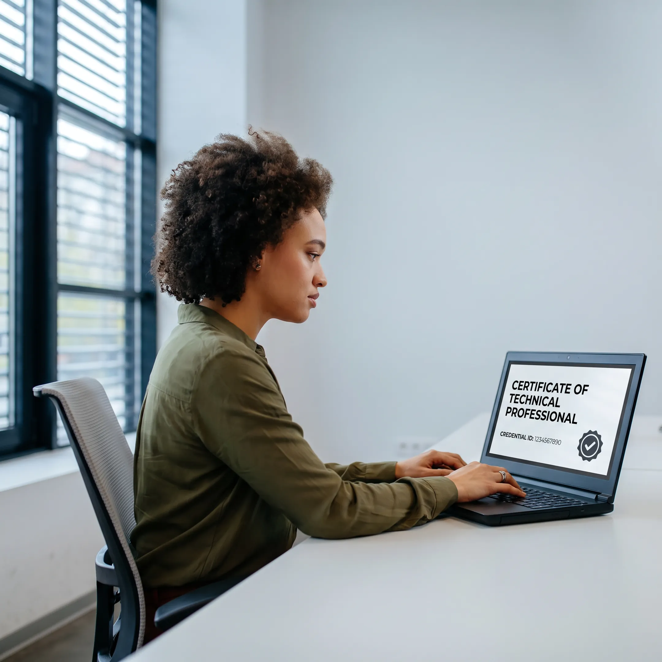 Veteran reviewing GPT certification information on a laptop