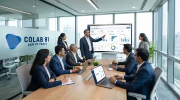 Colab91 leadership team with procurement and analytics professionals in office setting