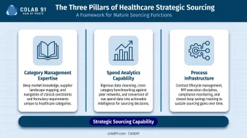 Three essential components of healthcare strategic sourcing capability function diagram