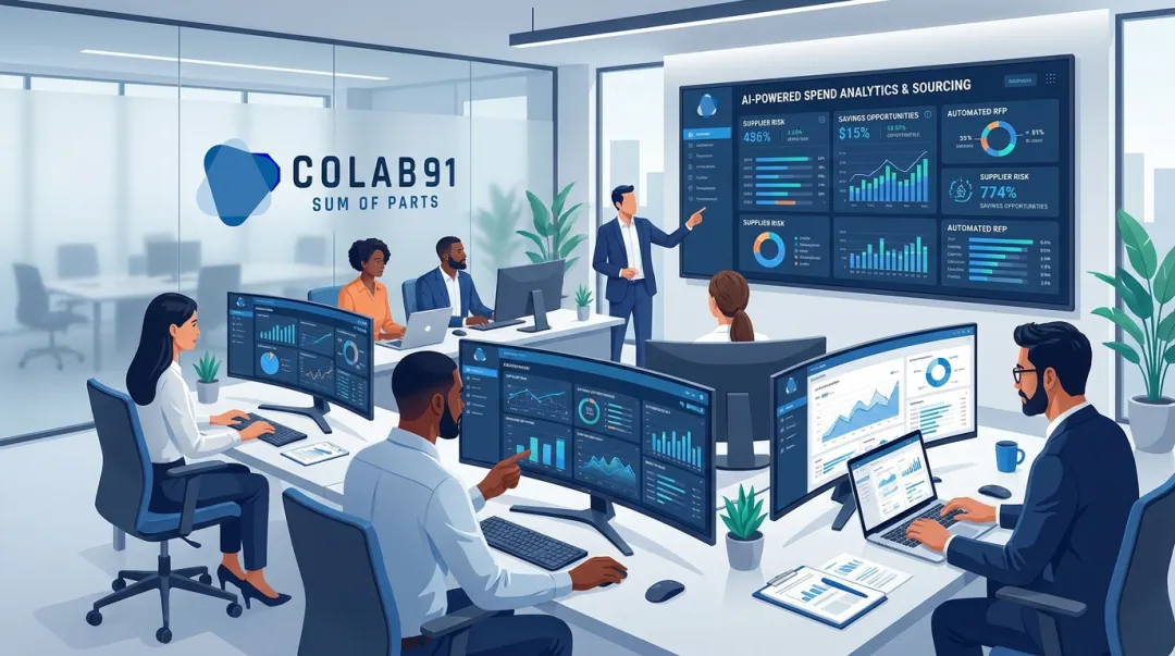 Colab91 offshore procurement team working alongside AI analytics platform for client sourcing