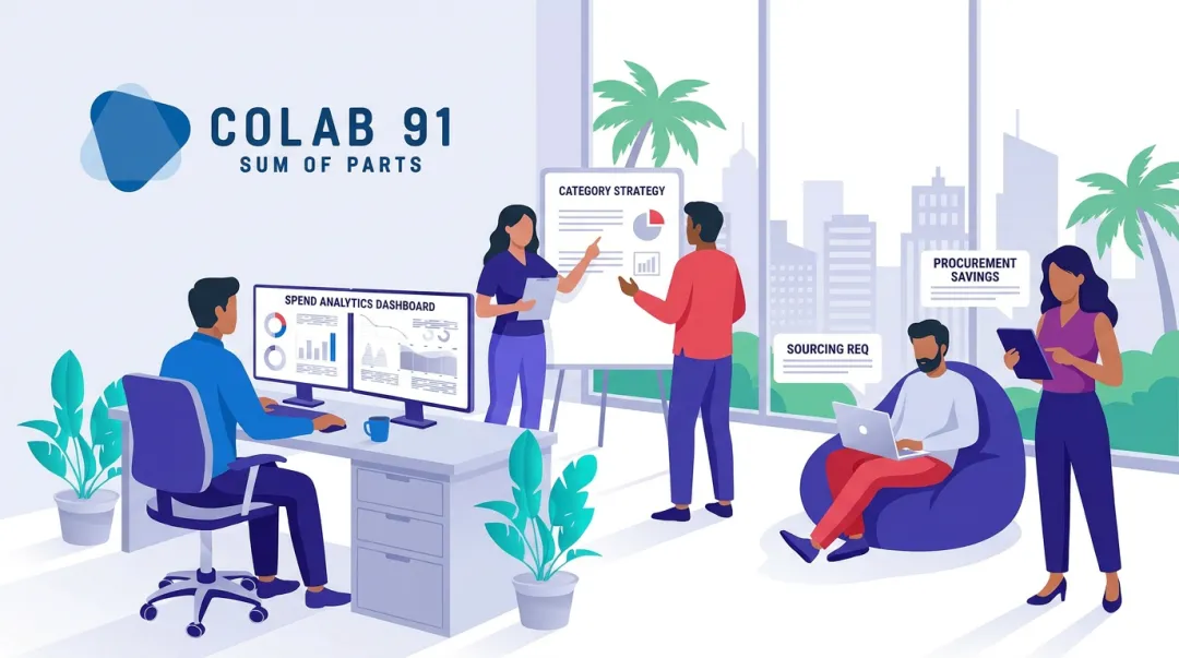 Colab91 India-based procurement capability center team working with PE-backed clients