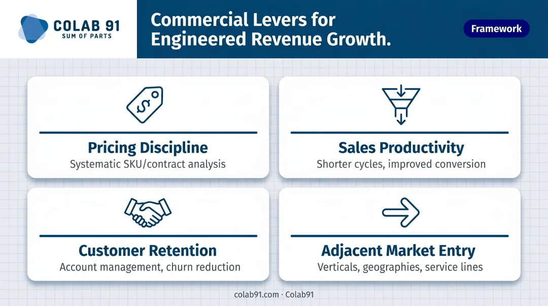 Four commercial levers driving PE revenue growth pricing sales retention and market expansion