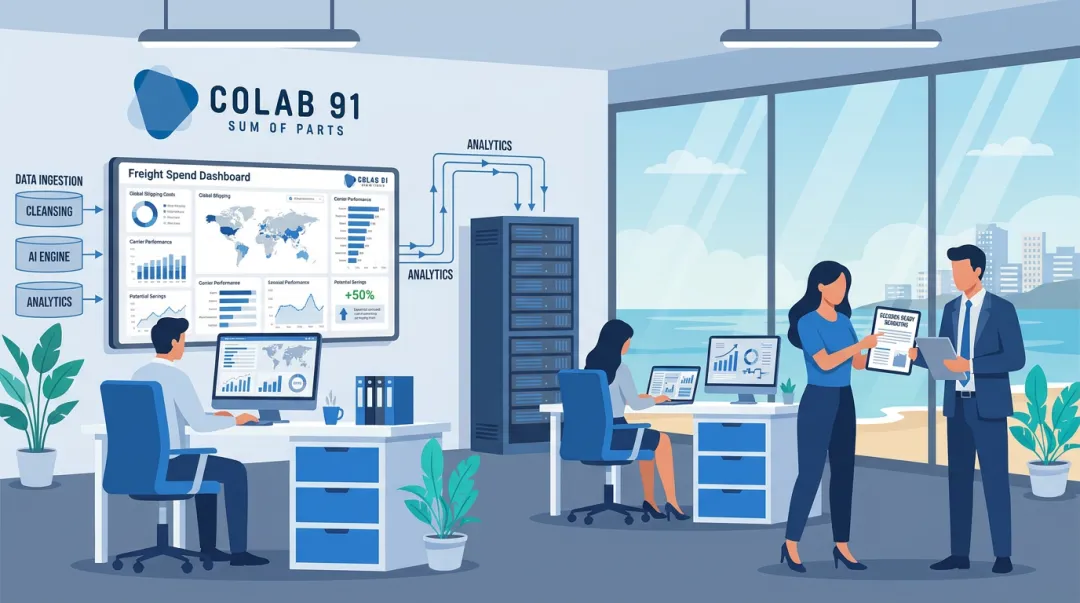 Colab91 offshore freight analytics team delivering procurement insights via dashboard interface