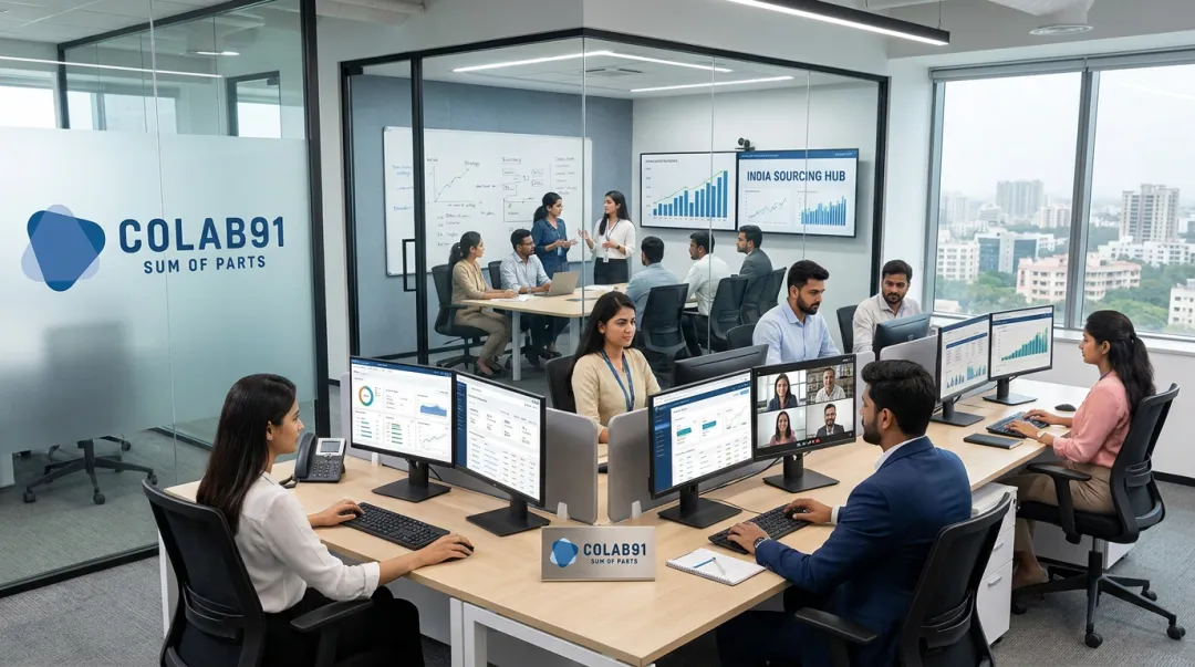 Colab91 India-based offshore sourcing team collaborating with onshore procurement function