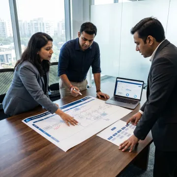 Procurement outsourcing process workshop with analytics dashboards