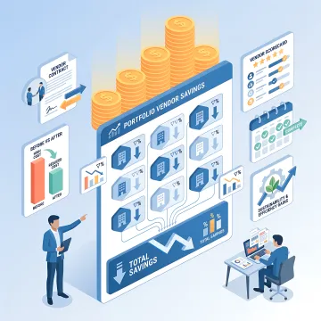 Procurement team analyzing vendor savings data