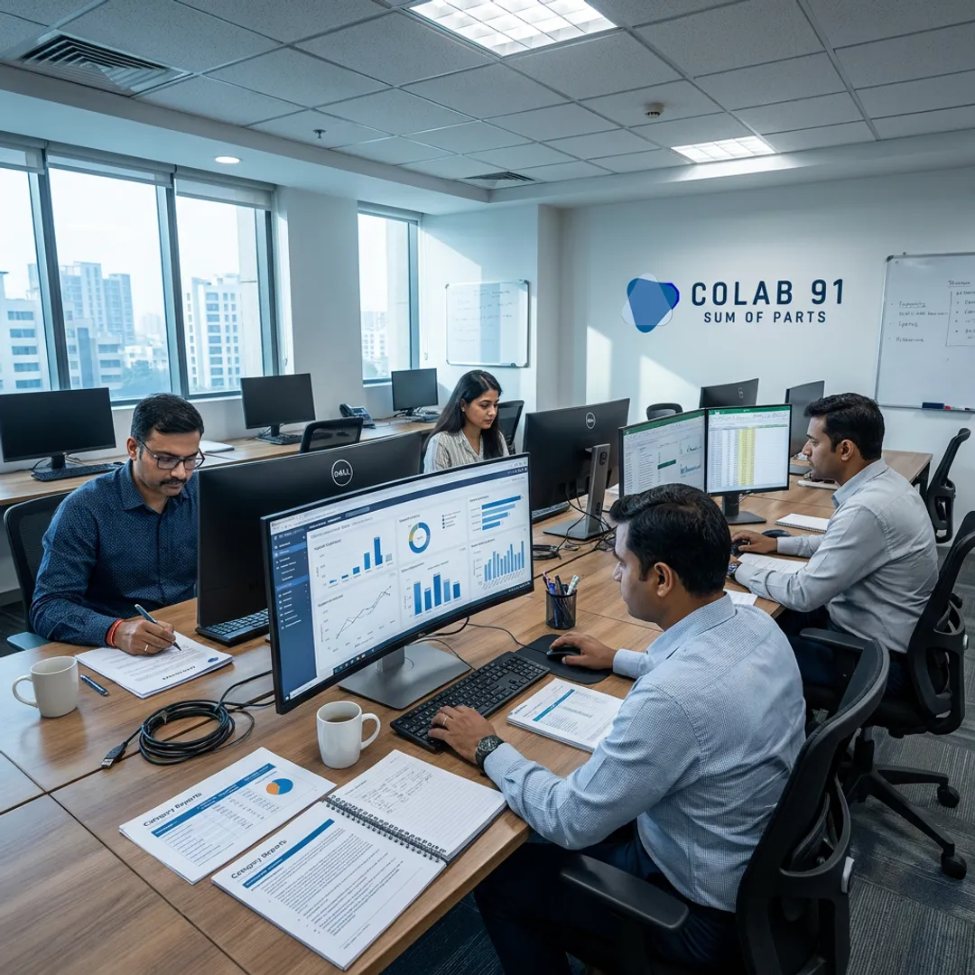Offshore procurement team analyzing supplier data