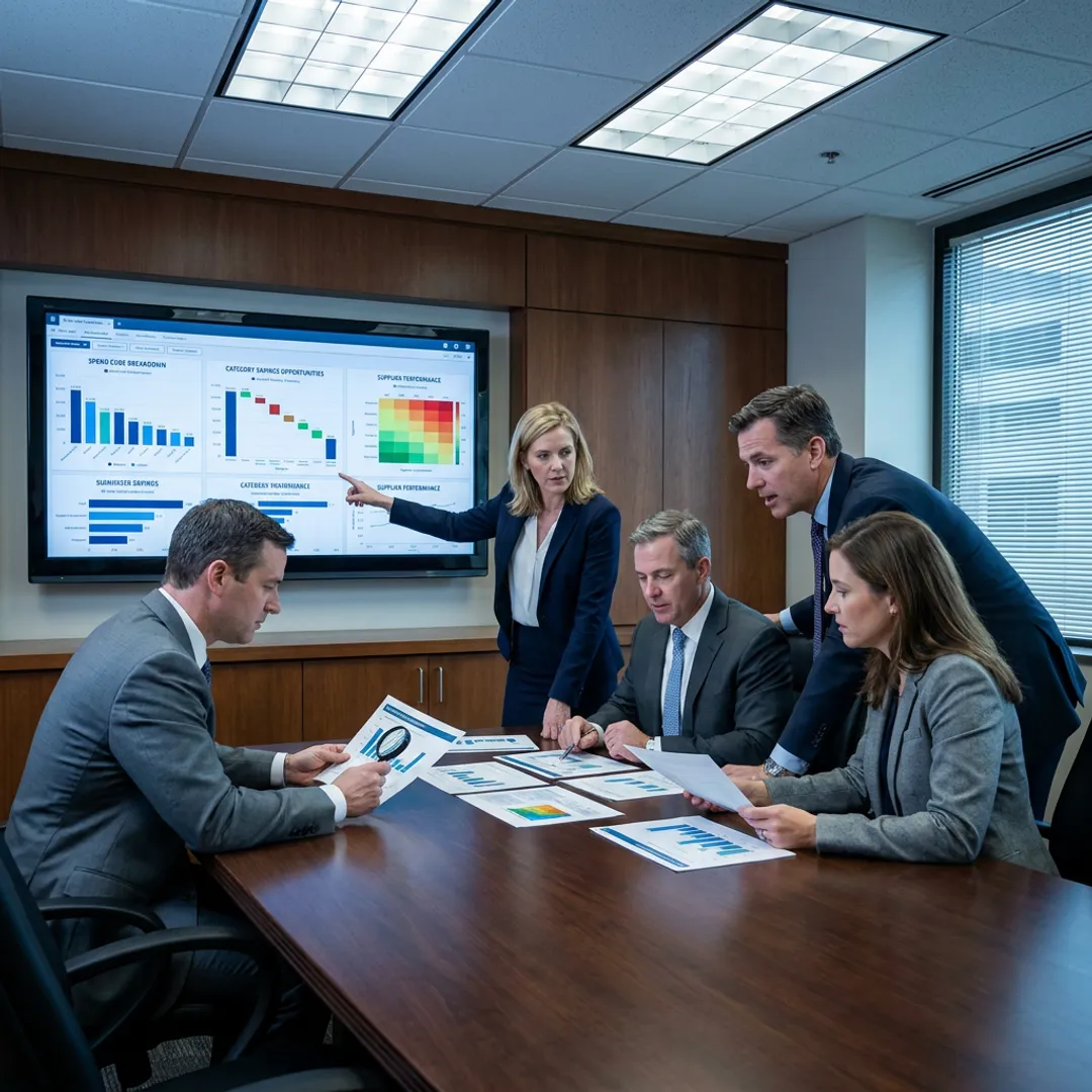 PE operators reviewing spend visibility dashboards