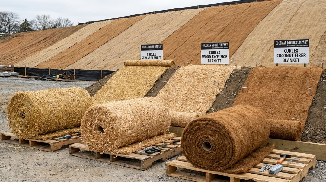 Curlex erosion control blanket product lineup straw excelsior and coconut fiber options