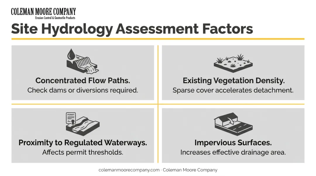 Four-factor steep slope site assessment checklist for erosion control method selection