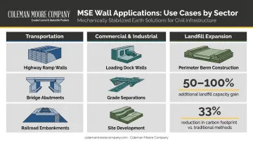 MSE wall civil infrastructure applications across transportation landfill and commercial sectors