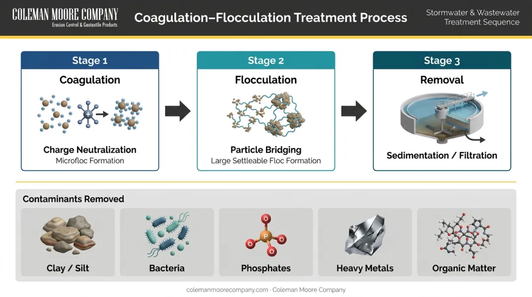 Coagulation-flocculation two-step water treatment process sequence diagram