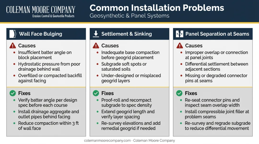 Three common geocell retaining wall installation problems causes and fixes comparison