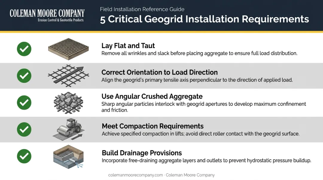 Geogrid installation best practices checklist with five critical installation requirements