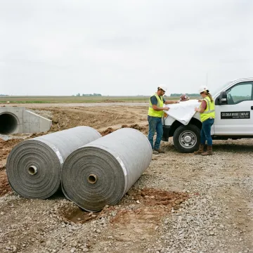 Crew planning concrete canvas installation