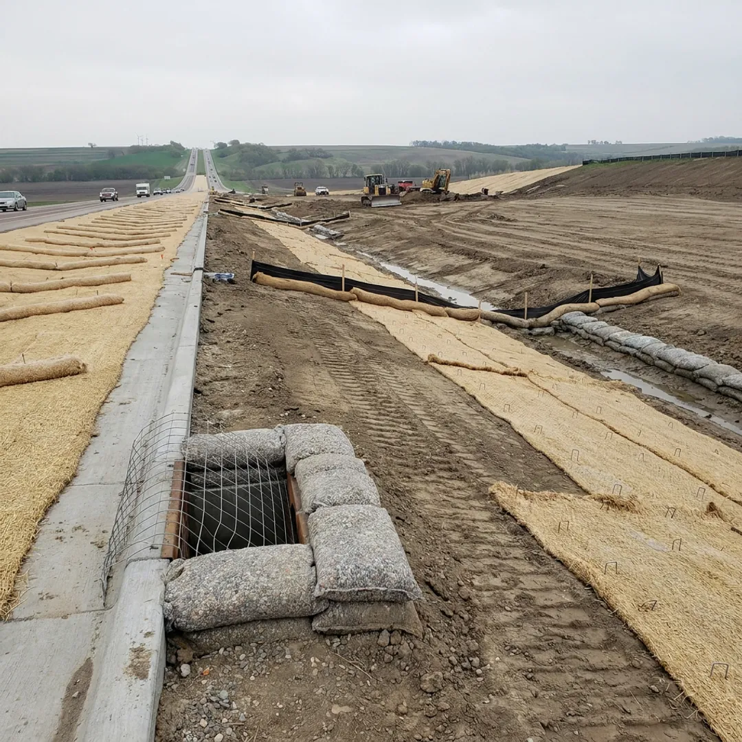 Erosion and sediment control BMPs on a construction site