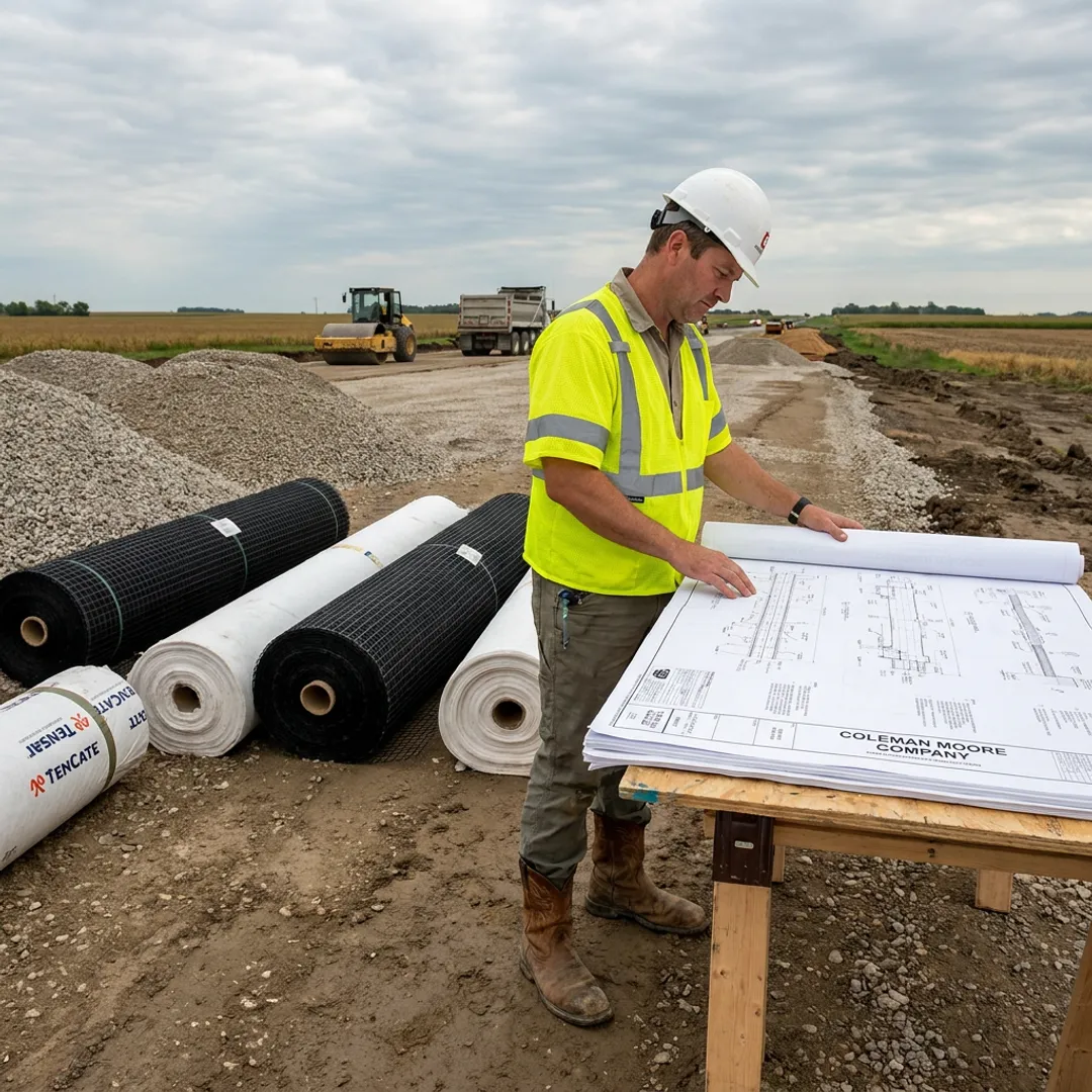 Engineer reviewing subgrade stabilization plans