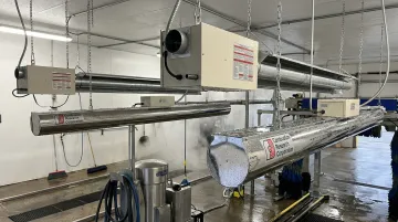 CRC Omega II and Reflect-O-Ray radiant tube heaters installed in car wash bay