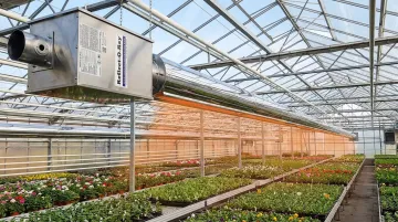 CRC Reflect-O-Ray and Omega II infrared tube heaters installed in commercial greenhouse