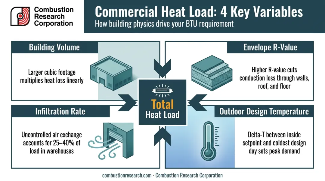 Four key variables affecting commercial heat load calculation interaction diagram