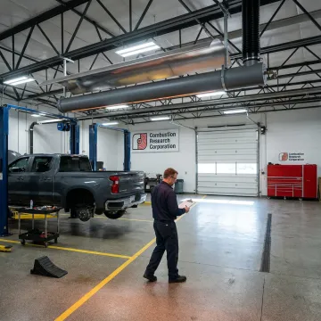 Propane infrared shop heater in service bay