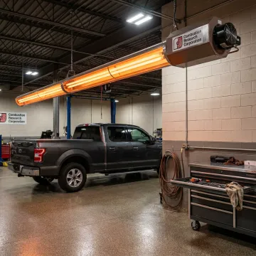 Infrared heater installed in a garage