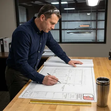 Engineer reviewing infrared heater layout