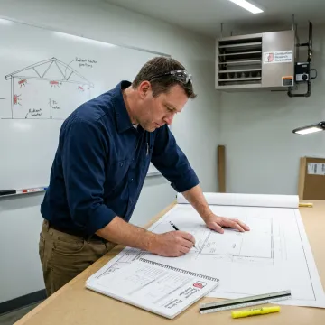 Engineer planning a pole barn radiant heater layout