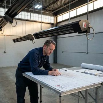 Engineer reviewing infrared heating layout